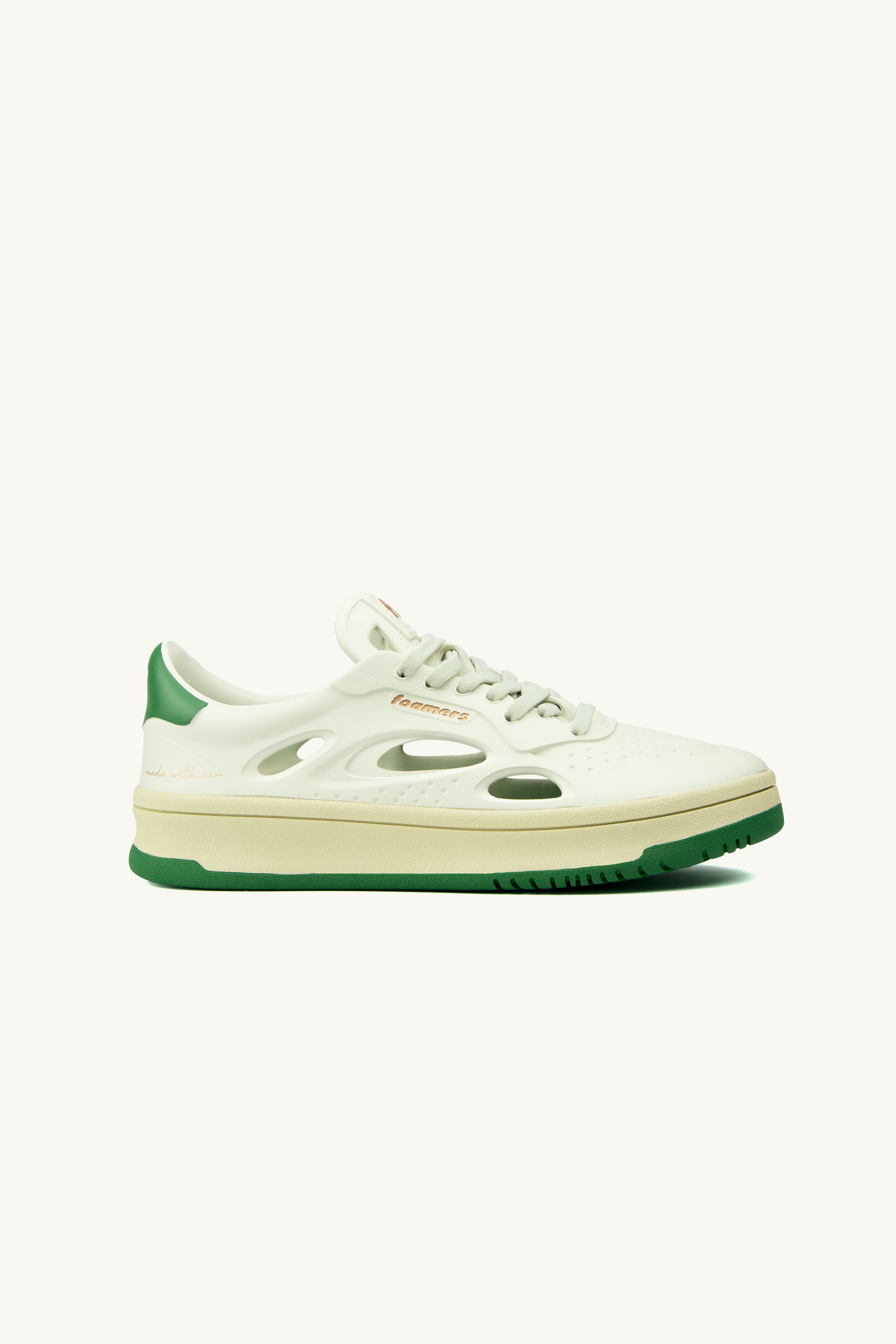 ⚤ Sneaker Foamers ICON WHITE/BEIGE/GREEN - F2005