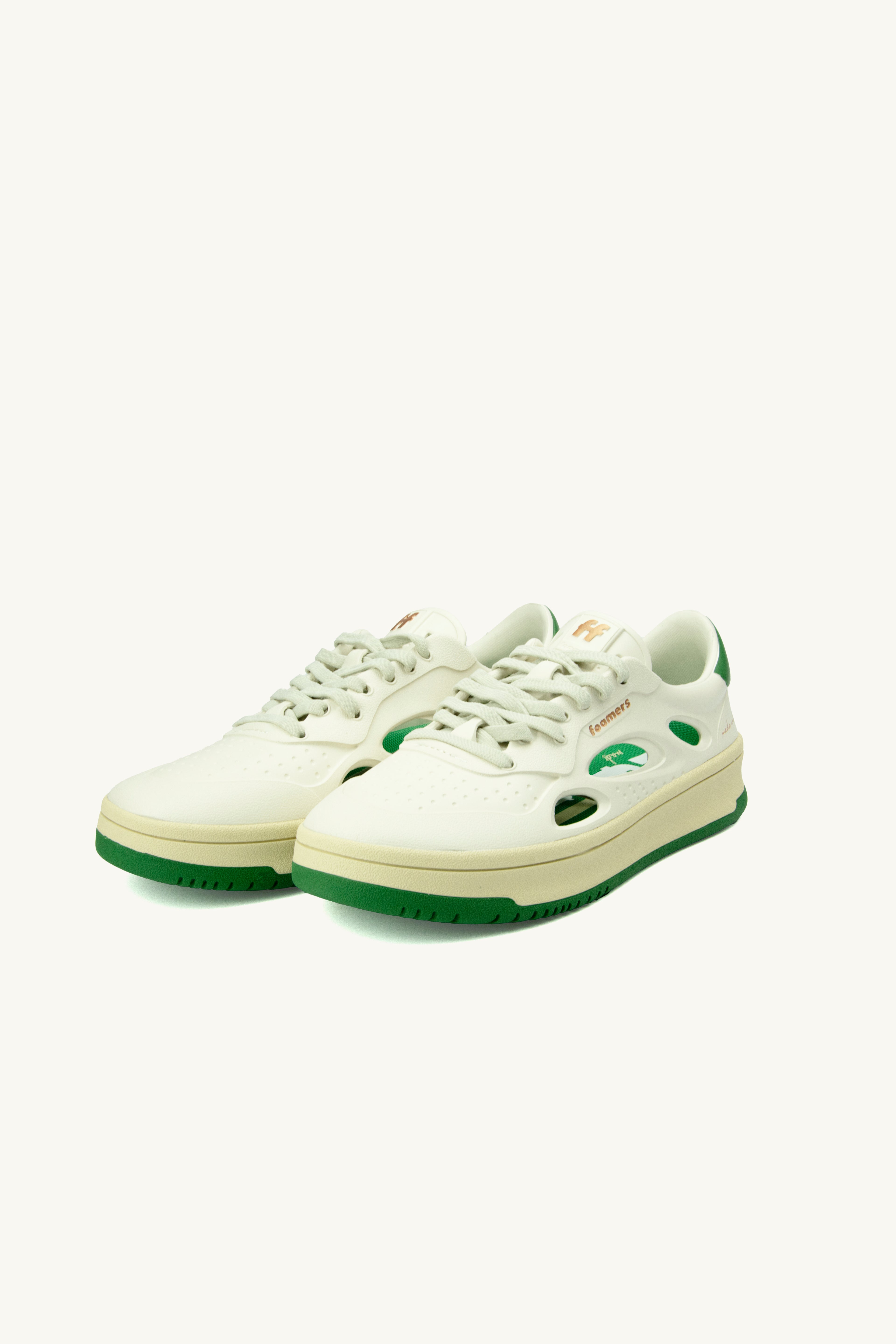 ⚤ Sneaker Foamers ICON WHITE/BEIGE/GREEN - F2005